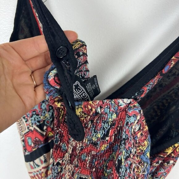 Angie Babydoll Maxi Dress sz S Colorful Y2K Hippie Southwestern Strappy Artsy - Picture 10 of 12